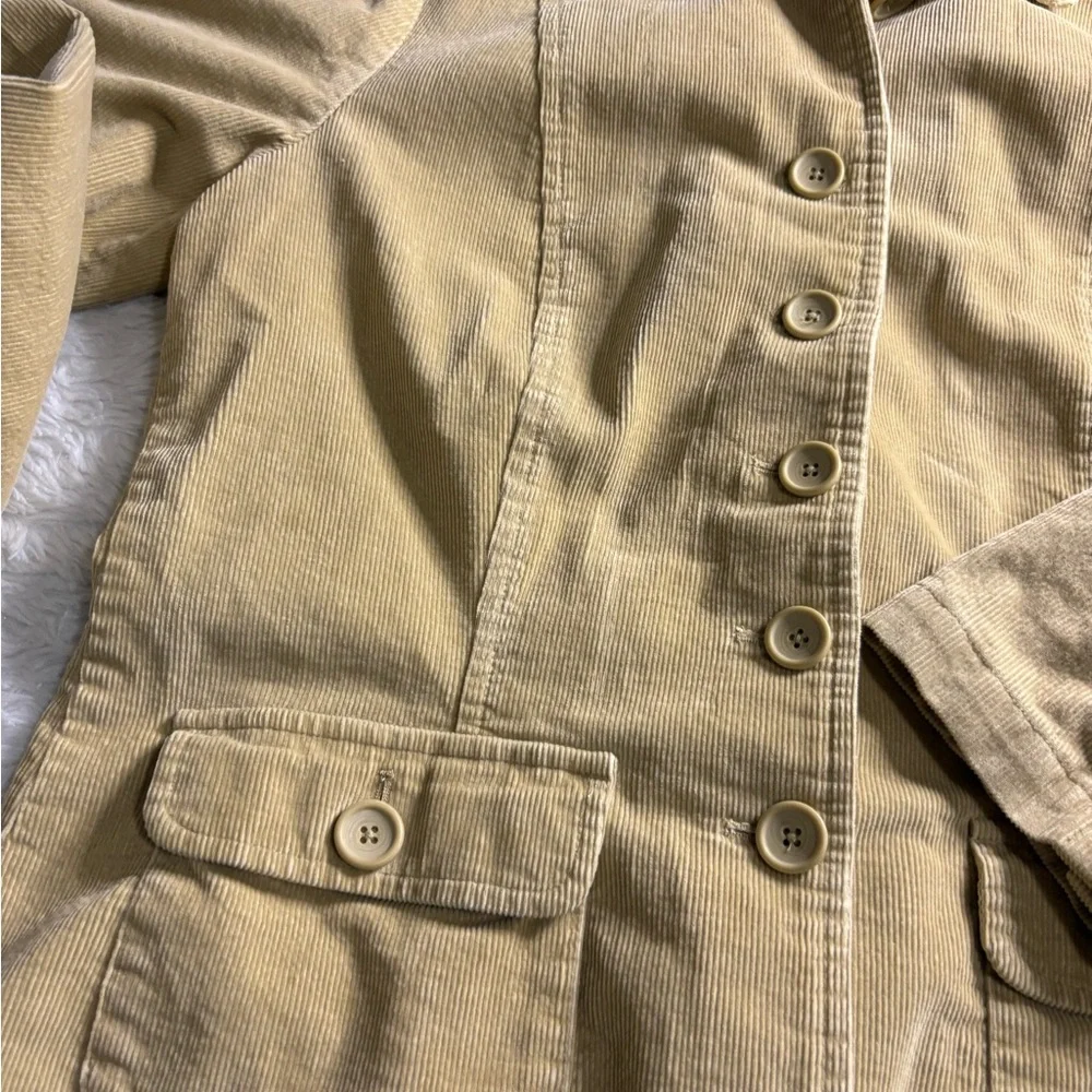 TALBOTS Khaki Button Down Corduroy Pocket Blazer Size 12